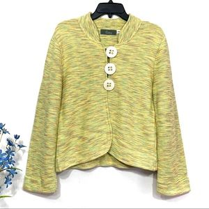 Willow Women’s Yellow Green Button Front Long Sleeve Cardigan